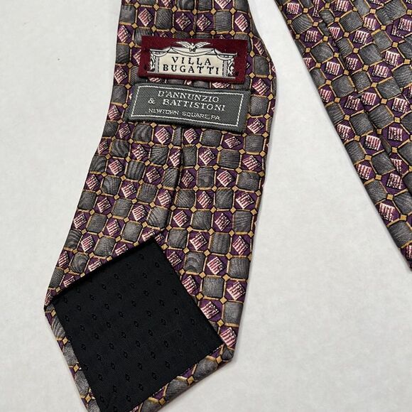 Villa Bugatti Italian Silk Tie EUC in gray and purple - Picture 6 of 7